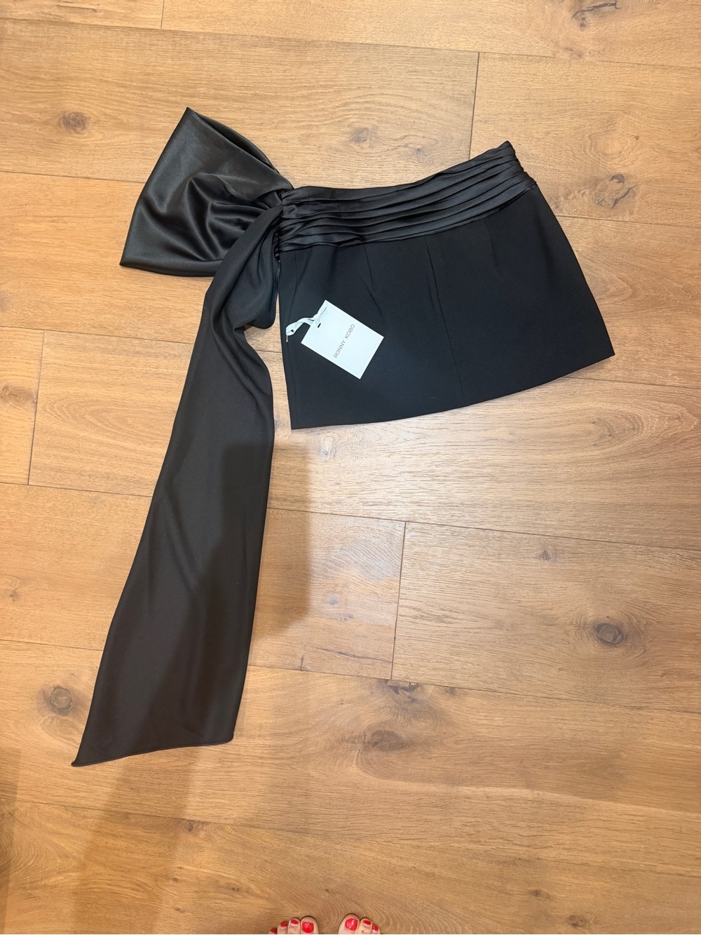 Ronny Kobo Collection Black Mini Skirt with Dramatic Side Bow